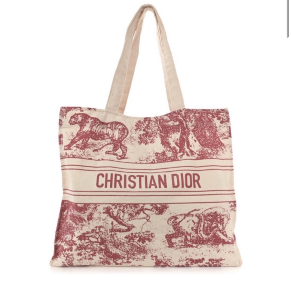 Christian Dior Diorivera Straw Tote Bag in Red and Cream